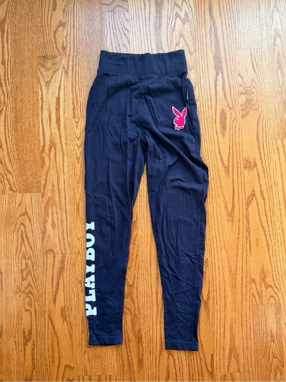PLAYBOY x Missguided Navy Leggings with Red Bunny Logo - XS/0